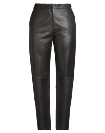 Antonelli Woman Pants Dark Brown Size 10 Lambskin