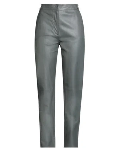 Antonelli Woman Pants Grey Size 4 Lambskin In Gray