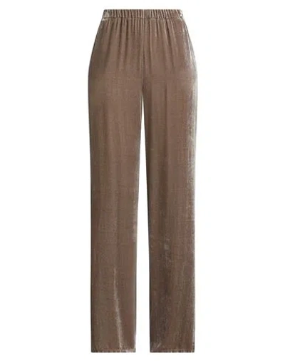 Antonelli Woman Pants Khaki Size 10 Viscose, Silk In Brown