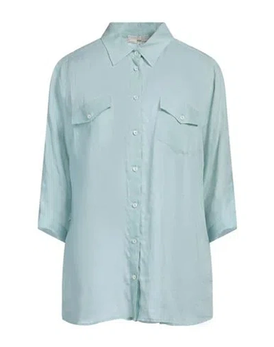 Antonelli Woman Shirt Sky Blue Size 10 Ramie In Green