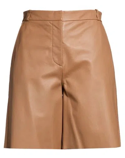 Antonelli Woman Shorts & Bermuda Shorts Camel Size 6 Lambskin In Brown