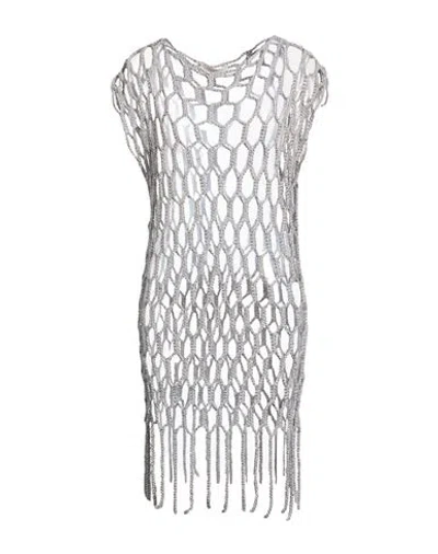 Antonelli Woman Sweater Grey Size M Polyester, Linen, Viscose, Cotton In Silver