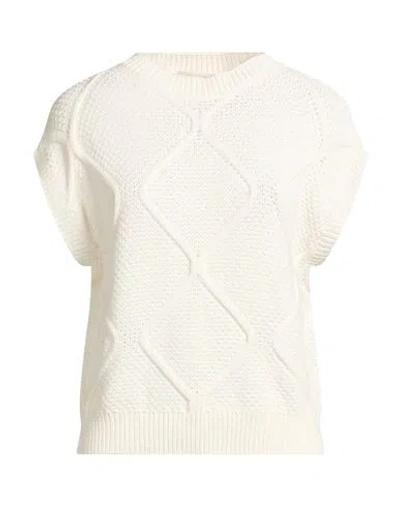 Antonelli Woman Sweater White Size M Cotton, Nylon In Neutral