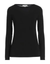 Antonelli Woman T-shirt Black Size 10 Modal, Polyamide, Elastane, Cashmere