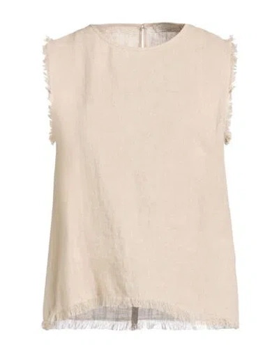 Antonelli Woman Top Beige Size 4 Linen In Neutral