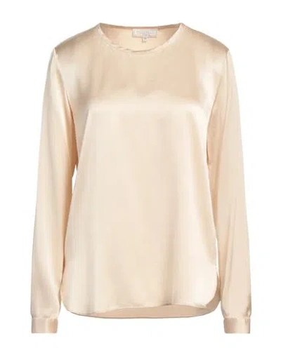 ANTONELLI ANTONELLI WOMAN TOP BEIGE SIZE 8 SILK, LYCRA