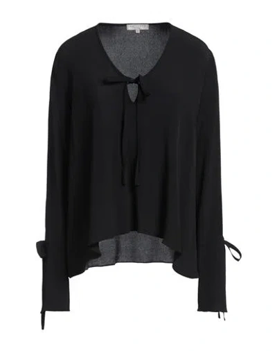 Antonelli Woman Top Black Size 10 Silk, Acetate