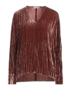 Antonelli Woman Top Brown Size 14 Viscose, Silk