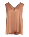 Antonelli Woman Top Camel Size 6 Acetate, Silk In Brown