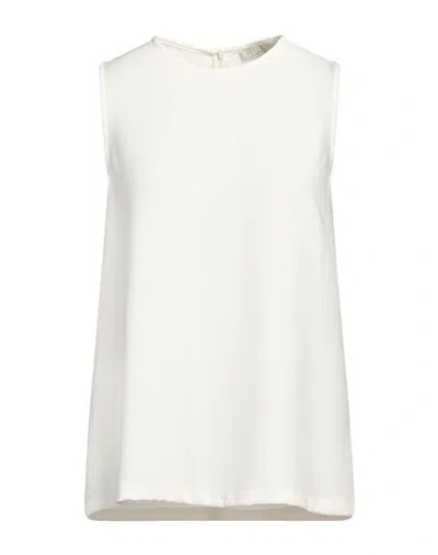 Antonelli Woman Top Cream Size 8 Polyester, Elastane In White