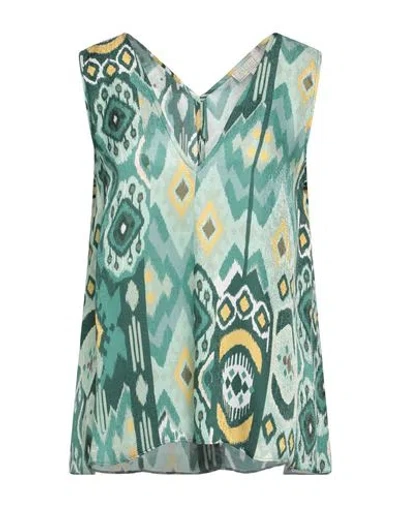 Antonelli Woman Top Green Size 8 Viscose, Silk In Blue