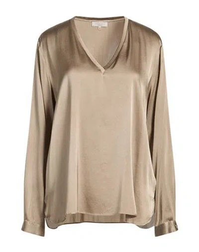 Antonelli Woman Top Grey Size 12 Silk, Elastane In Brown