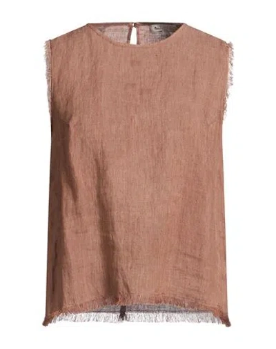 Antonelli Woman Top Light Brown Size 4 Linen