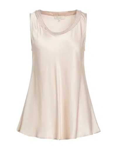 Antonelli Woman Top Light Brown Size 8 Acetate, Silk In Gray