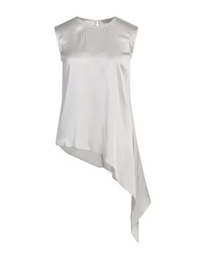 Antonelli Woman Top Light Grey Size 6 Silk, Lycra In Gray