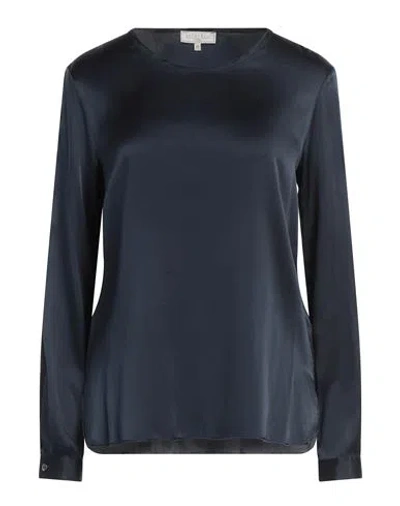 Antonelli Woman Top Midnight Blue Size 4 Silk, Elastane