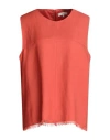 Antonelli Woman Top Rust Size 14 Viscose, Linen In Red