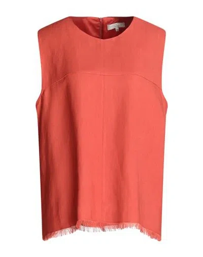 Antonelli Woman Top Rust Size 14 Viscose, Linen In Red