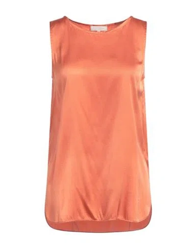 Antonelli Woman Top Rust Size 6 Silk, Elastane In Red