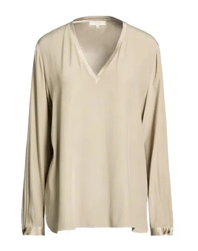 Antonelli Woman Top Sage Green Size 14 Silk, Elastane In Brown