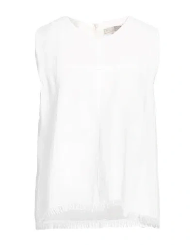 Antonelli Woman Top White Size 10 Viscose, Linen