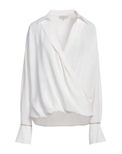 Antonelli Woman Top White Size 10 Silk, Acetate
