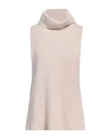 Antonelli Woman Turtleneck Beige Size L Virgin Wool, Silk, Cashmere In Beige