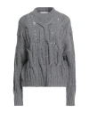 Antonelli Woman Turtleneck Grey Size Xs Wool, Cashmere, Metallic Fiber In Gray