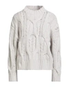 Antonelli Woman Turtleneck Light Grey Size S Wool, Cashmere, Metallic Fiber In Gray