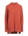 Antonelli Woman Turtleneck Rust Size M Virgin Wool, Silk, Cashmere In Red