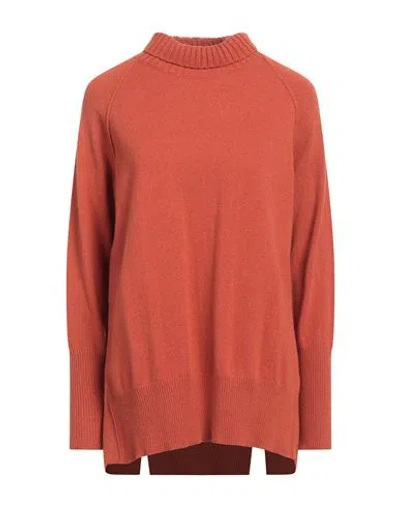 Antonelli Woman Turtleneck Rust Size M Virgin Wool, Silk, Cashmere In Red