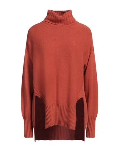 Antonelli Woman Turtleneck Rust Size M Wool, Silk, Cashmere In Red