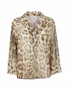Antonelli Women's Button Front Piped Blouse In Leopard In Multi