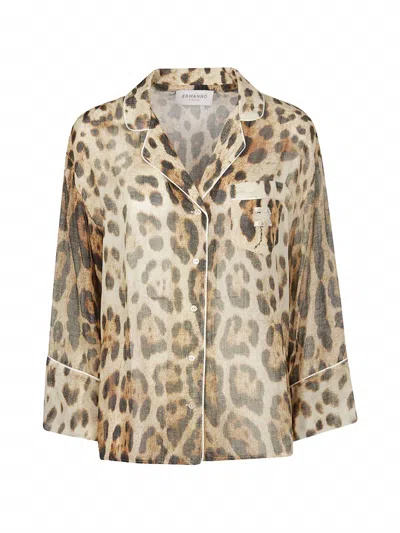 Antonelli Women's Button Front Piped Blouse In Leopard In Multi