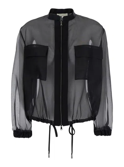 ANTONELLI 'ZAFFIRO' BLACK JACKET WITH PUFFED SLEEVES AND DRAWSTRING WAIST