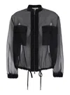 Antonelli Zaffiro Black Jacket With Puffed Sleeves And Drawstring Waist In Silk Woman In Black