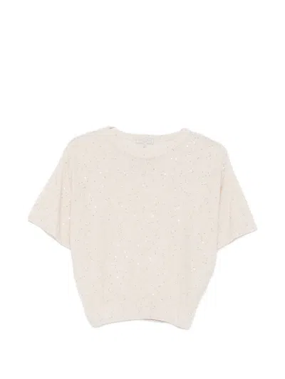 Antonelli Zagara Sequin-embellished Top In Neutral
