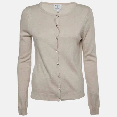 Pre-owned Antoni & Alison... Beige Wool Blend Knit Cardigan M In Sand