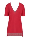 Antonia Zander Woman Sweater Red Size M Rayon, Organic Cotton In Red