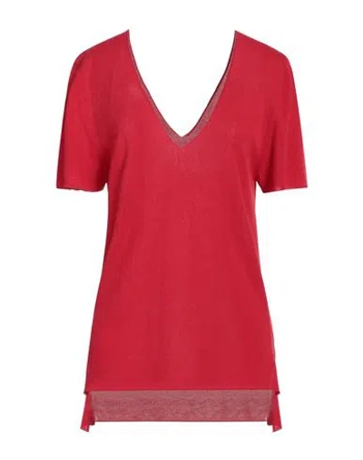 Antonia Zander Woman Sweater Red Size M Rayon, Organic Cotton