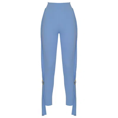 Antoninias Women's Adina Elegant Leggings With Decorative Folds And Metal Buckle In Blue