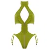 Antoninias Women's Ahmosy Cut-out One-piece Swimsuit With Ruffles And Adjustable Front Zipper In Lime Green In Green