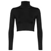 Antoninias Women's Amaze Turtleneck Swimwear Crop Top With Long Sleeves In Black In Black