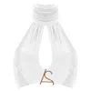 Antoninias Women's As Halter Tie Fastening Bikini Top With Draped Details In White In White
