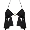 Antoninias Women's Aurelia Padded Halter Bikini Top With Ruffles In Black In Black