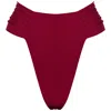 Antoninias Women's Clam High Waisted Side Draped Bikini Bottom In Red In Red