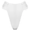 Antoninias Women's Clam High Waisted Side Draped Bikini Bottom In White In White