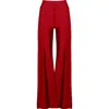 Antoninias Women's Cleo High Waisted Stretch Wide Leg Pants With Side Slit In Red