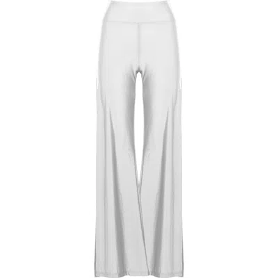 Antoninias Women's Cleo High Waisted Stretch Wide Leg Pants With Side Slit In White