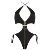 Antoninias Women's Cynus Cut-out One-piece With Gold Details In Black